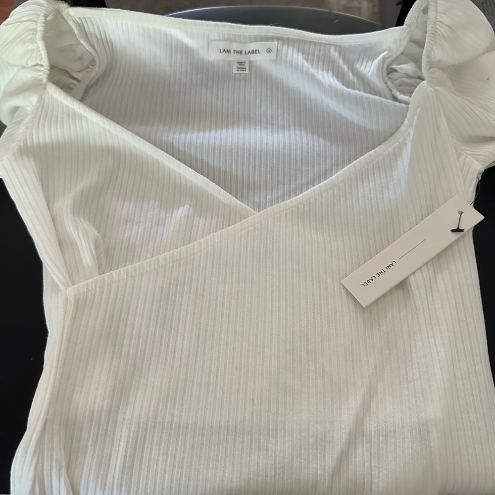 LAN THE LABEL White Ribbed bodysuit